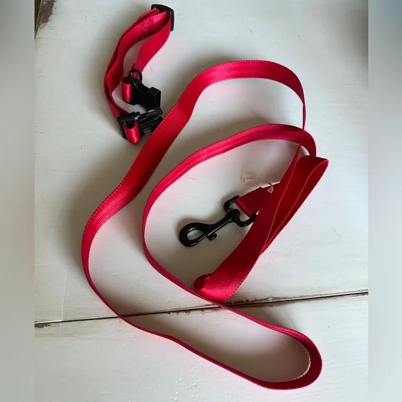 Bright Red Dog Leash Secure Clasps Durable Pet Walking Accessory Safety Lead
