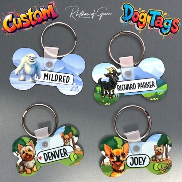 Personalized Cartoon/Photo Pet Tags | Custom Artist-Created Pet ID Tag, Handmade