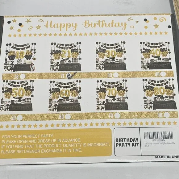 21st birthday‎ party decoration kit gold & black