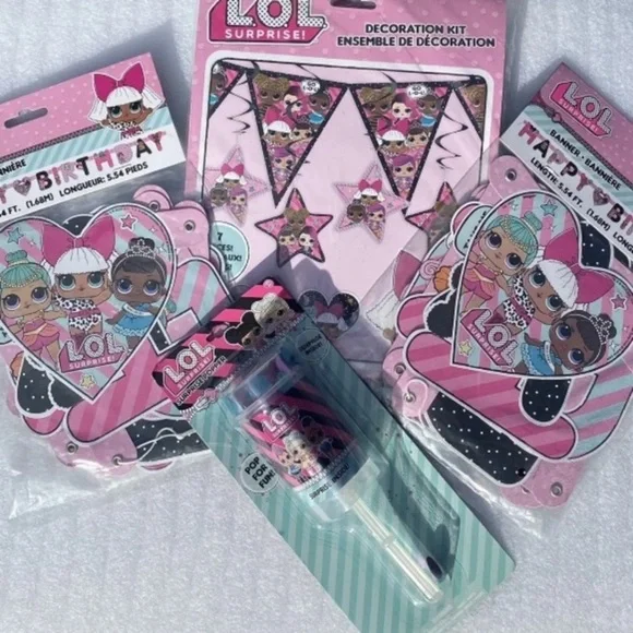 L.O.L Surprise! Happy Birthday Party Decorations Girls Banners & Popper Lot