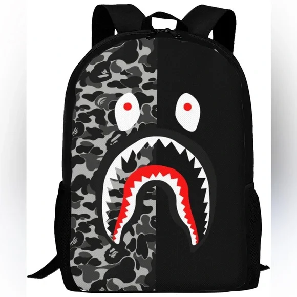 Shark Backpack Camo unisex Travel Bag Casual Daypack