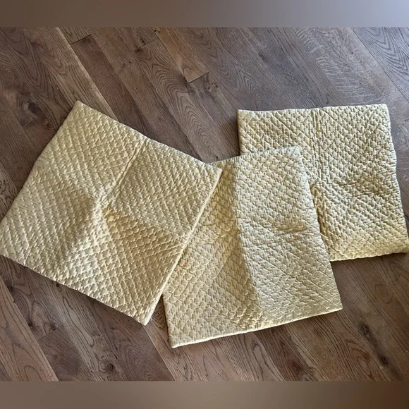 Set of 3 Pottery Barn Gold 100% Silk Throw Pillow Covers like new