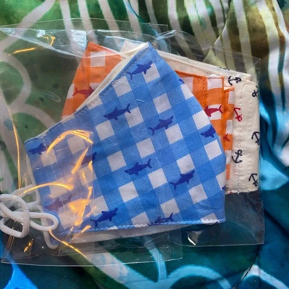 Set of Children’s Patterned Face Masks - Blue and Orange