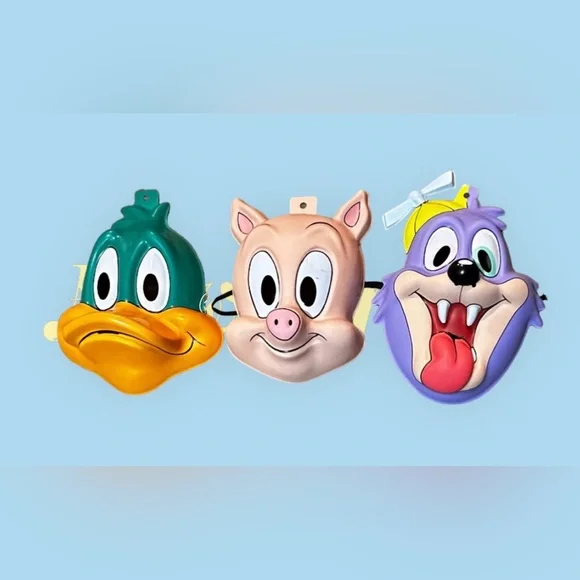 TINY TOON MASK SET(3) PLUCKY DUCK, & PORKY PIG, DOZZY DEVIL VINTAGE KIDS/ ADULTS