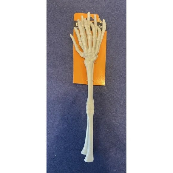 Plastic Skeleton Hand Salad Tongs Halloween Decorations. Gray