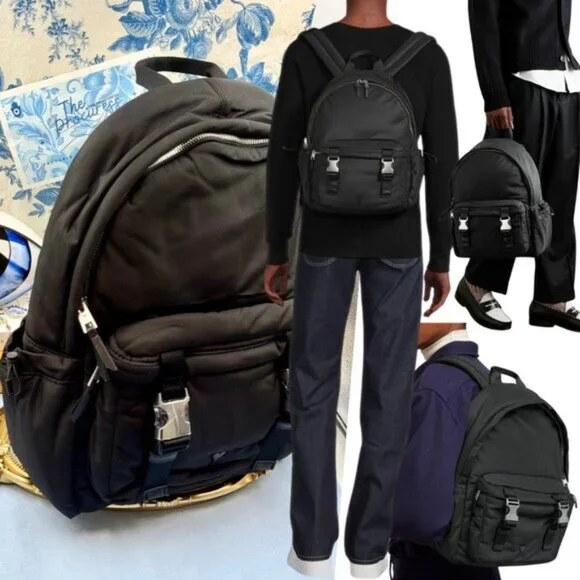 🆕 AMI PARIS 🧿 NWOT Black Ami De Coeur Nylon & Leather Backpack