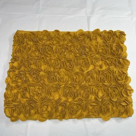 Pottery Barn Dorm Pillows‎ Textured Floral Golden Yellow 15.5x12