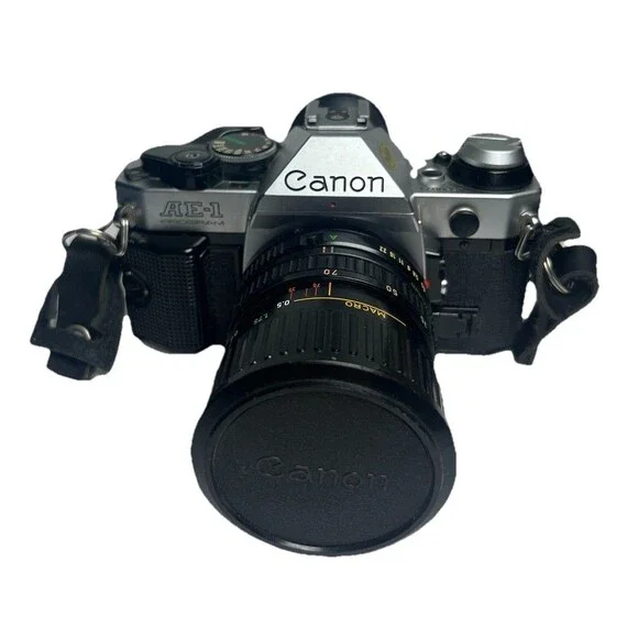 Near MINT Canon AE-1 Silver SLR 35mm Film Camera With 2 Lenses Bundle Original