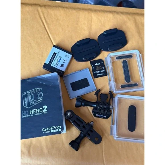 GoPro HD Hero 2 Accessory Bundle Battery 4GB SD Card Mounts Manual Backdoors