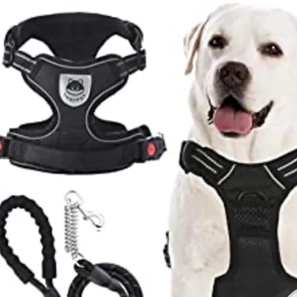 No Pull Dog Harness Leash Set, Reflective Adjustable Soft Padded Dog Vest