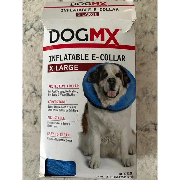 DOGMX Inflatable E Collar X Large Blue Pet Protective‎ Neck Cone Post Surgery
