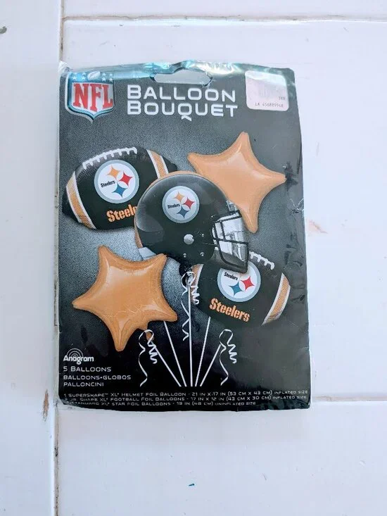 New NFL Pittsburgh Steelers 5 Pc Foil Balloon Bouquet Anagram Football Party