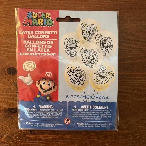 LATEX‎ CONFETTI BALLOONS BIRTHDAY 12'' SUPER MARIO HELIUM QUALITY