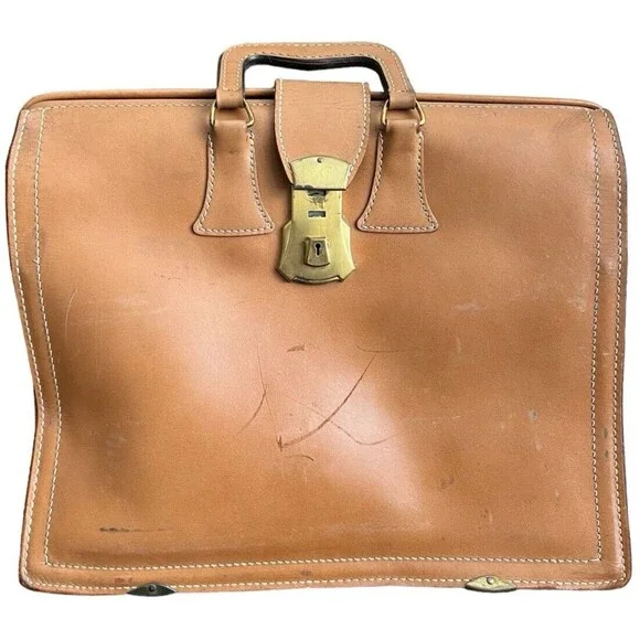 Vintage Leathercraft Briefcase Top Grain Cowhide Leather Bag 15 x 12 x 7
