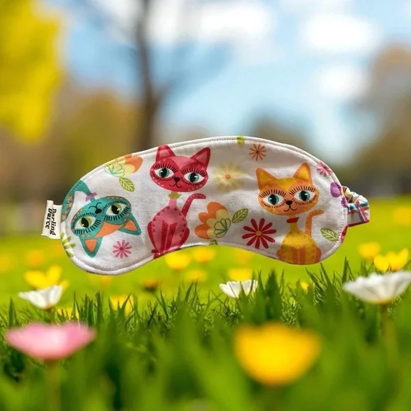 Colorful Retro Cat Print Kids Sleep Mask