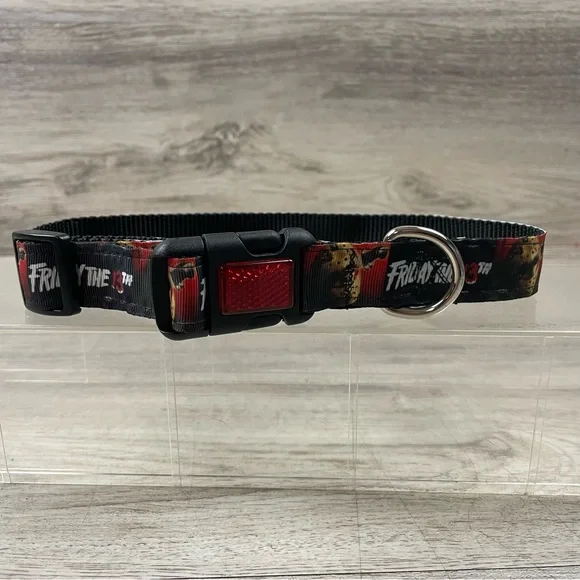 Friday The 13th Dog Collar With Reflective Clip Halloween Adjustable 19.5-11.5”