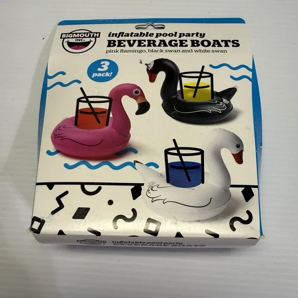 BigMouth‎ Infatable Beverage Boats 3 Pack Flamingo, & Black/White Swans
