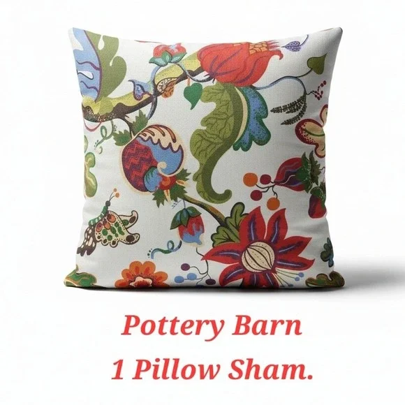 Pottery Barn Floral Bird Botanical Bohemian Pillow Sham‎ Cover 20x20 Inches