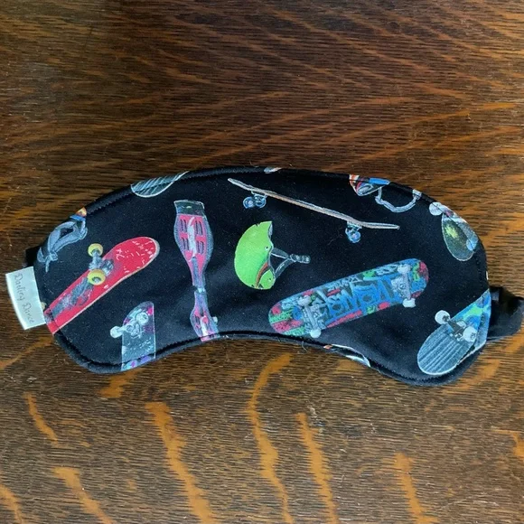 Skateboard Print Black Kids Sleep Mask