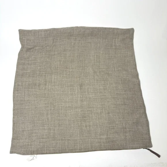 Pottery Barn‎ Linen Square Pillowcase 24x24 Brown Tan Zipper Luxury Home Decor