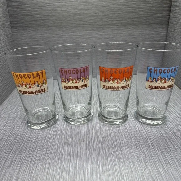 Pottery Barn Chocolate Tumblers Set of 4 Belgian Chocolate Vintage Style Glasses