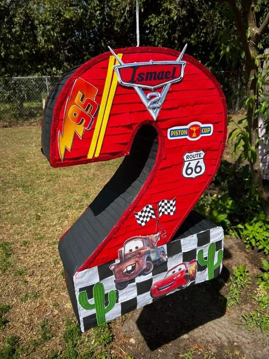 Personalized Red Lightning McQueen Number 2 Party Decoration - Cars Theme