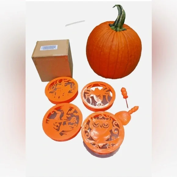🎃 Pumpkin Carving Kit – Set of 4 Stencils with Tools 🎃