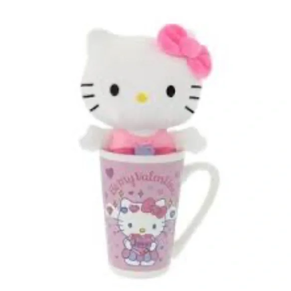 Hello Kitty Pink and White Coffee Mug with Hello‎ Kitty Plush