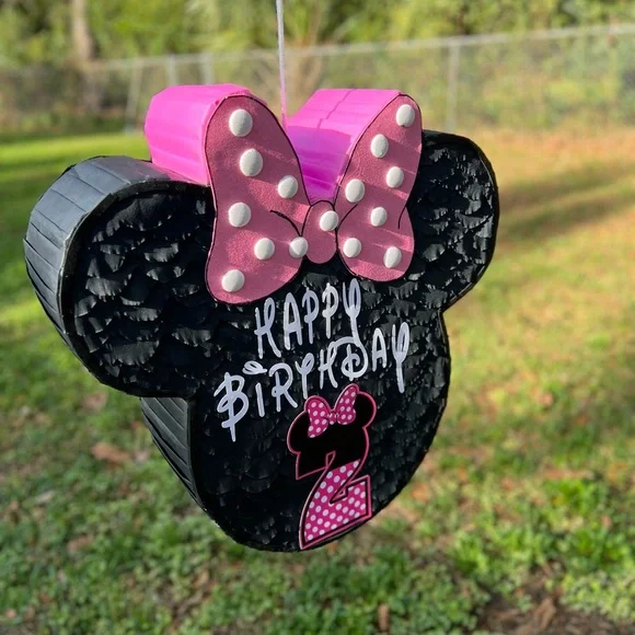 Kids Black & Pink Minnie-Inspired Birthday Piñata