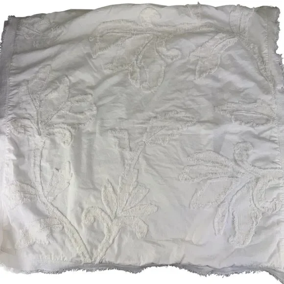 Pottery Barn Pillow Sham Square White Cotton Textured 28