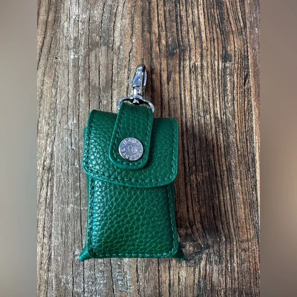 Stylish Green Leather Dog Leash Pouch Dog Poop Pickup Bags Holder