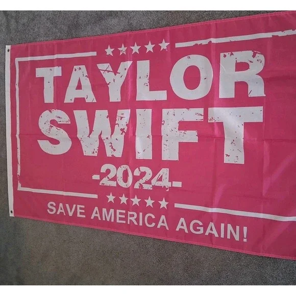 Taylor Swift 2024 Save America Again Pink Flag Banner Political Fan Merch