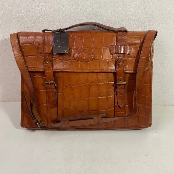 Vintage Mulberry Leather Briefcase Hunter Cango Croc Embossed HB5564/123