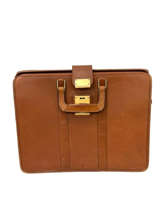 Vintage Coach Doctor Bag Briefcase British Tan Leather Framed 17x13x6 No Key USA