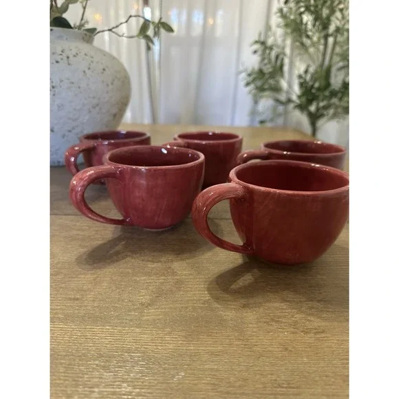 5-‎ Pottery Barn Sausalito Terracotta Color Oversized Coffee/Tea Cup 12oz