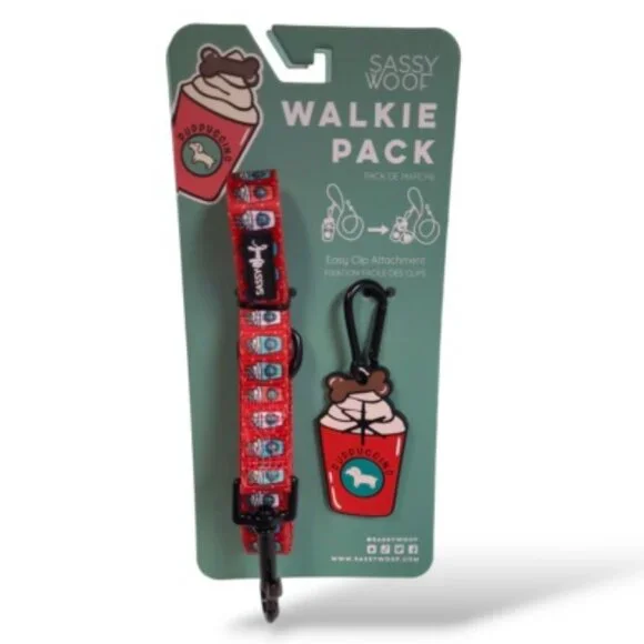 Sassy Woof Walkie Pack Leash and Clip Puppuccino Brand New