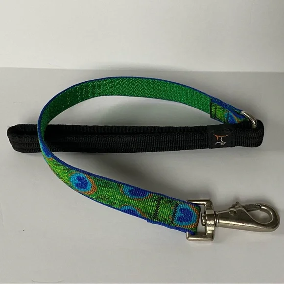Lupine Lead Leash 2 Feet Short 1” Wide Peacock Green Blue 24” EUC birds pet dog