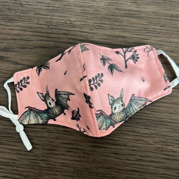 Pink and black bats girly witchy face mask