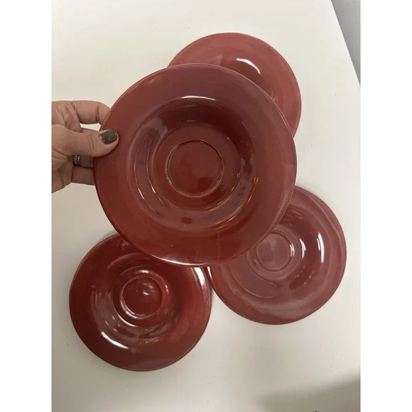 Pottery‎ Barn Sausalito Small Side Plate Lot of 4 burgundy 7.25