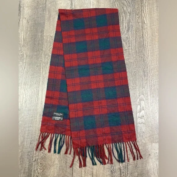 CHRISTIAN DIOR Cashmere Fringe Unisex Scarf