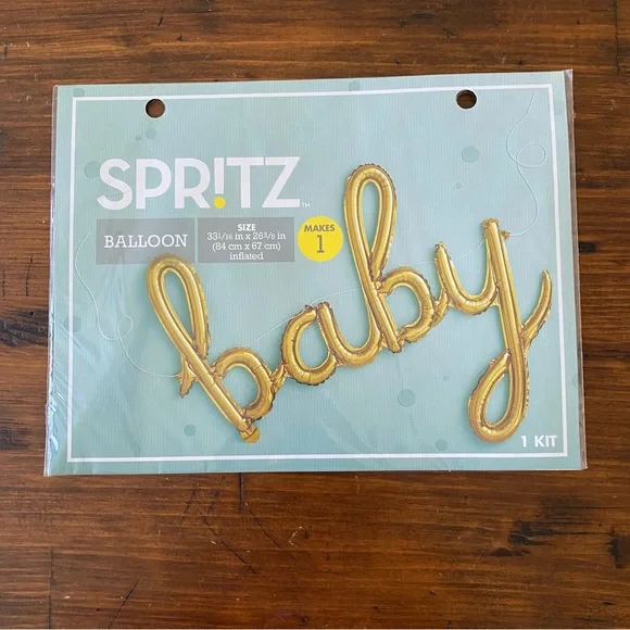 SPR!TZ Gold Foiled 33x26” baby Balloon Banner W/ String NEW‎ Baby Shower Party
