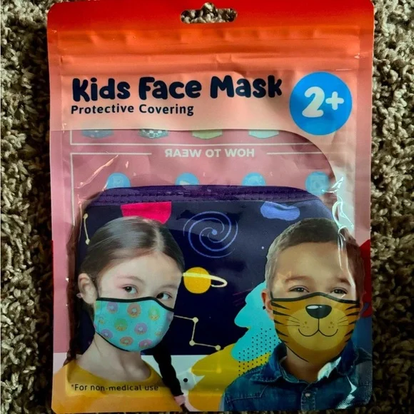 Kids Face Mask with Space and Animal Design