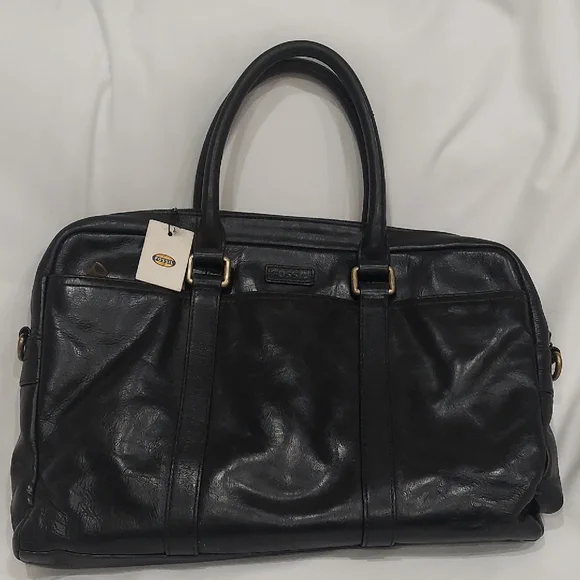 Fossil Field Black Leather Briefcase