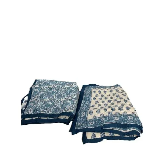 4 Vintage Pottery Barn Quilted Shams Blue White Floral Vine 2 Euro 2 Standard