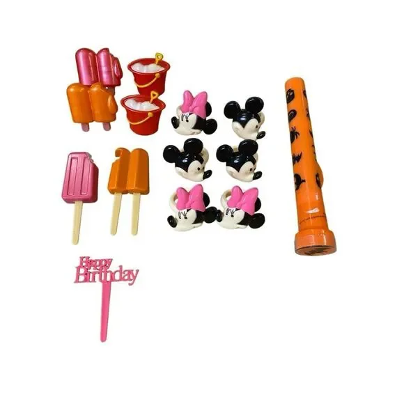27 Pc Cake Topper Rings Popsicle Mickey Minnie Halloween Flashlight Party Lot