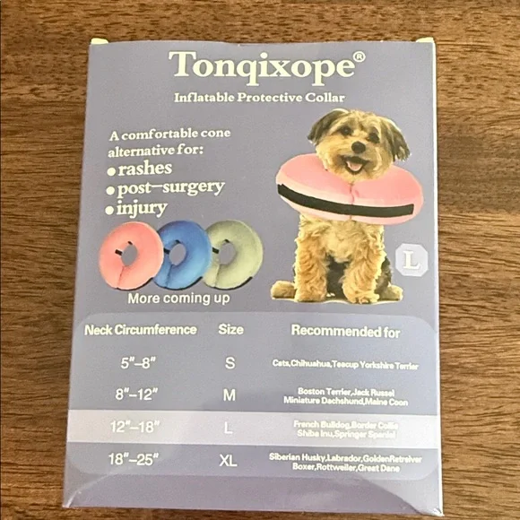 Tonqixope inflatable protective collar blue size large