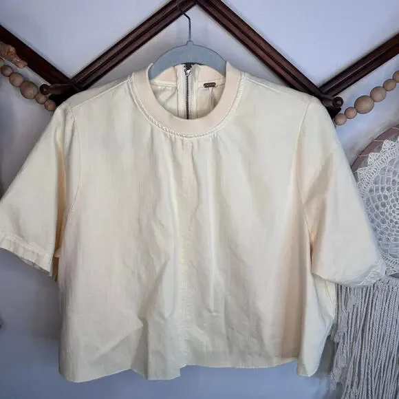 Free People Denim Zip Boxy Top