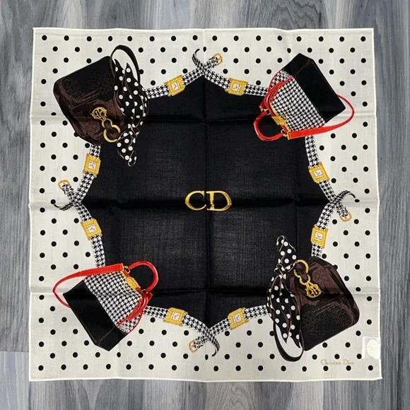 Christian Dior Vintage 90s Cannage Bag Polka Dot Handkerchief Scarf