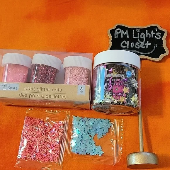 Craft Glitter Lot New Princess Hearts Stars Butterflies Pink Red Blue Gold