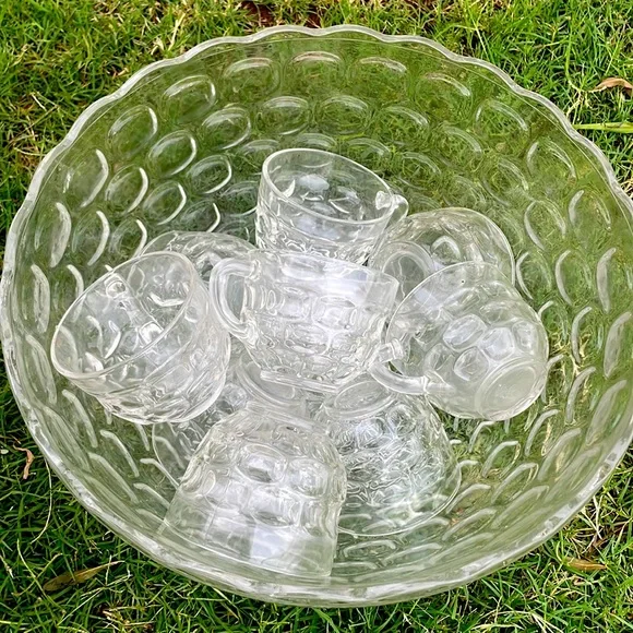 80s Federal Glass ten Cup Punch Bowl